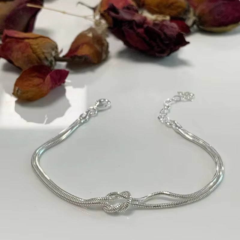 Silver Infinity Love Knot Couple Bracelet