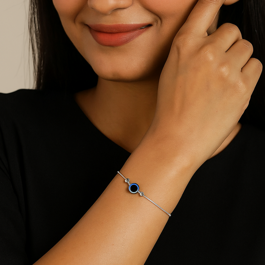 GORGEOUS 92.5 STERLING SILVER EVIL EYE BRACLET