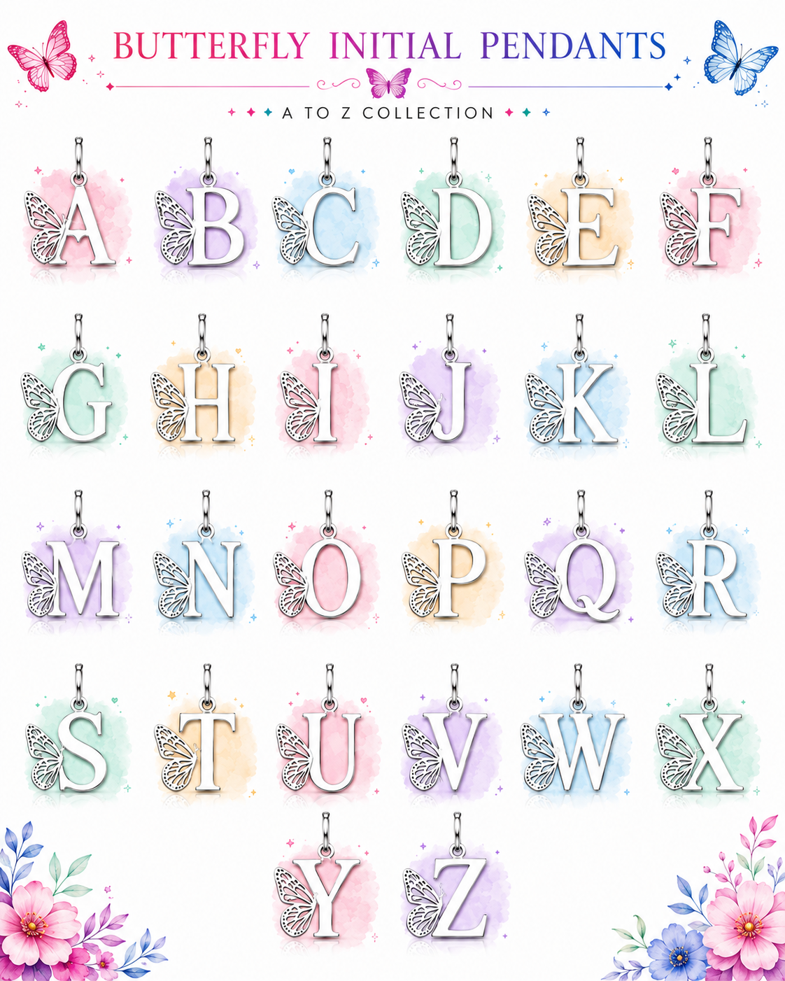 Vylae Butterfly Initial Necklace