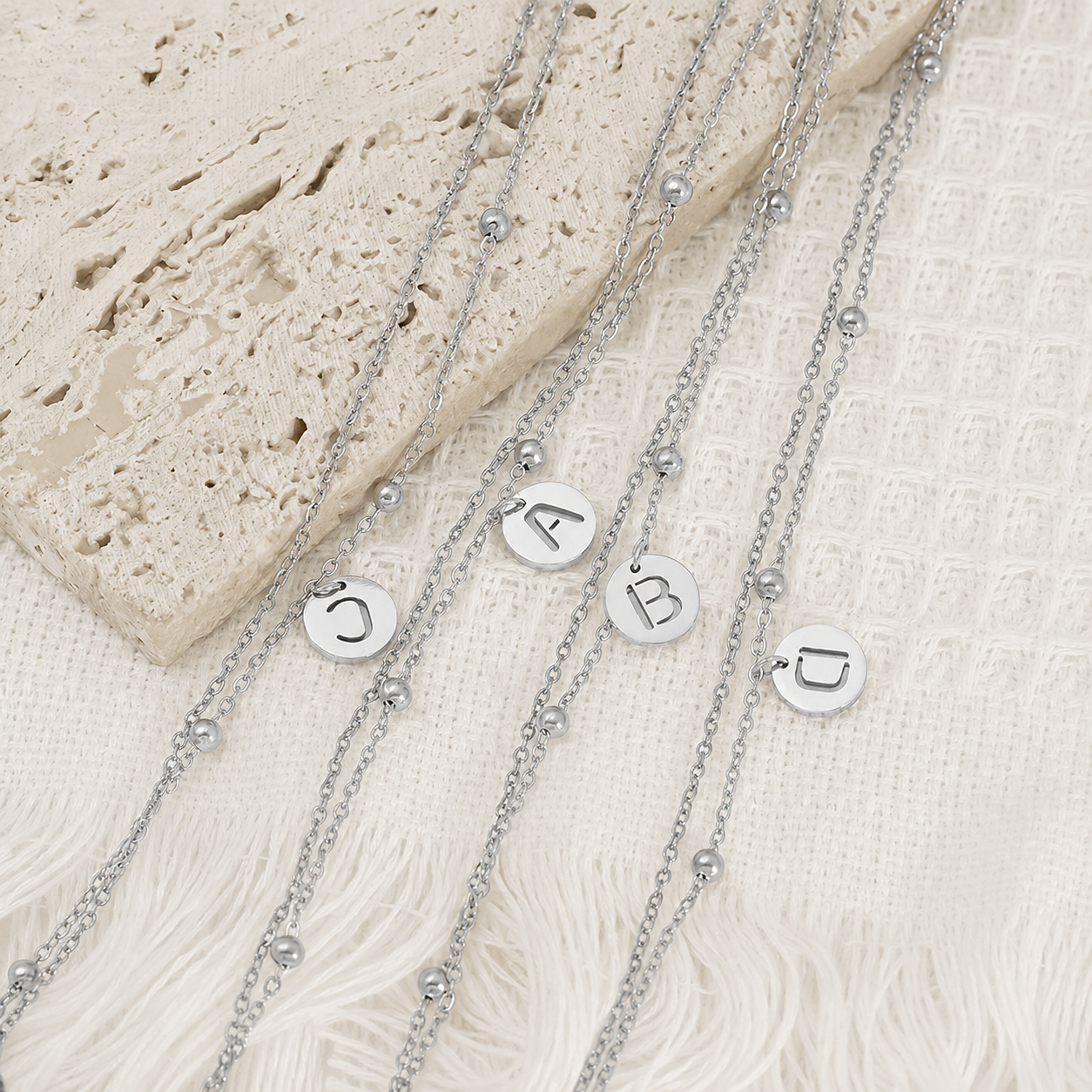 Letter Charm Bead Chain Bracelet