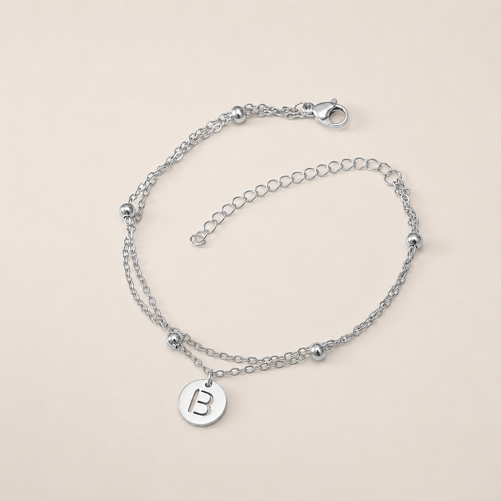 Letter Charm Bead Chain Bracelet