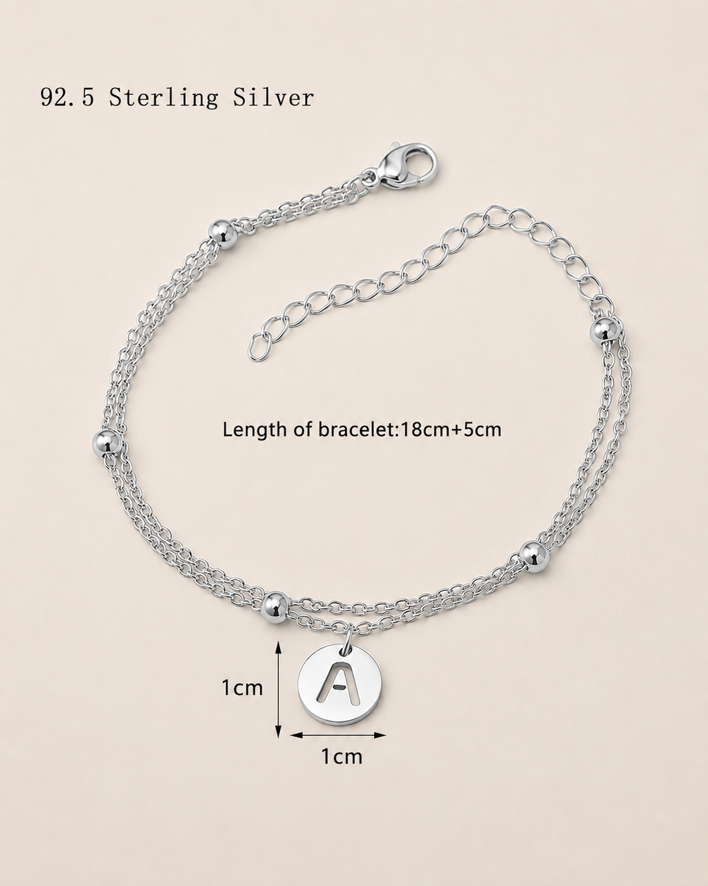 Letter Charm Bead Chain Bracelet