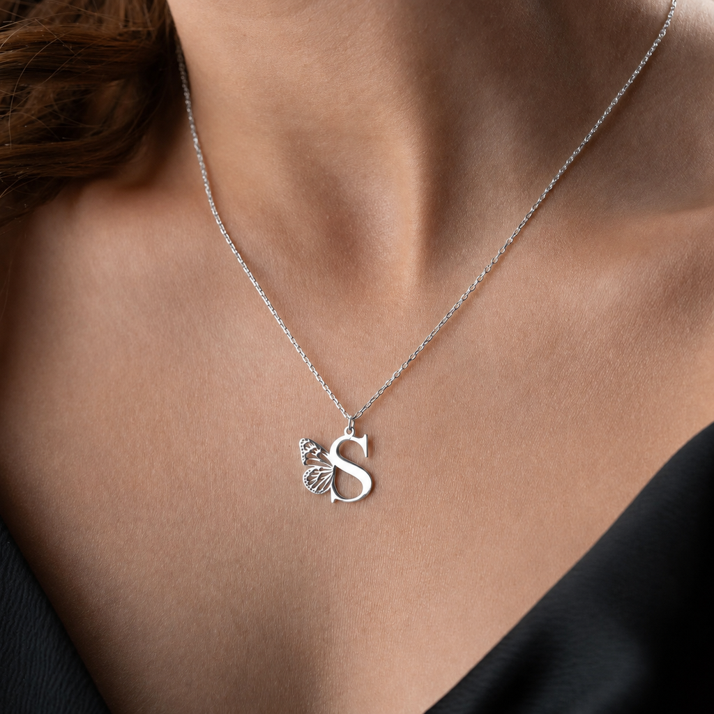 Vylae Butterfly Initial Necklace