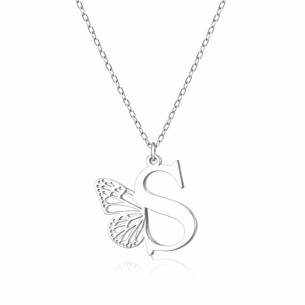 Vylae Butterfly Initial Necklace