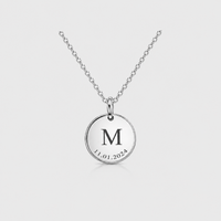 Vylae Initial and Date Engraved Necklace