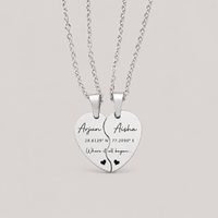 Engraved Split Heart Necklace Set