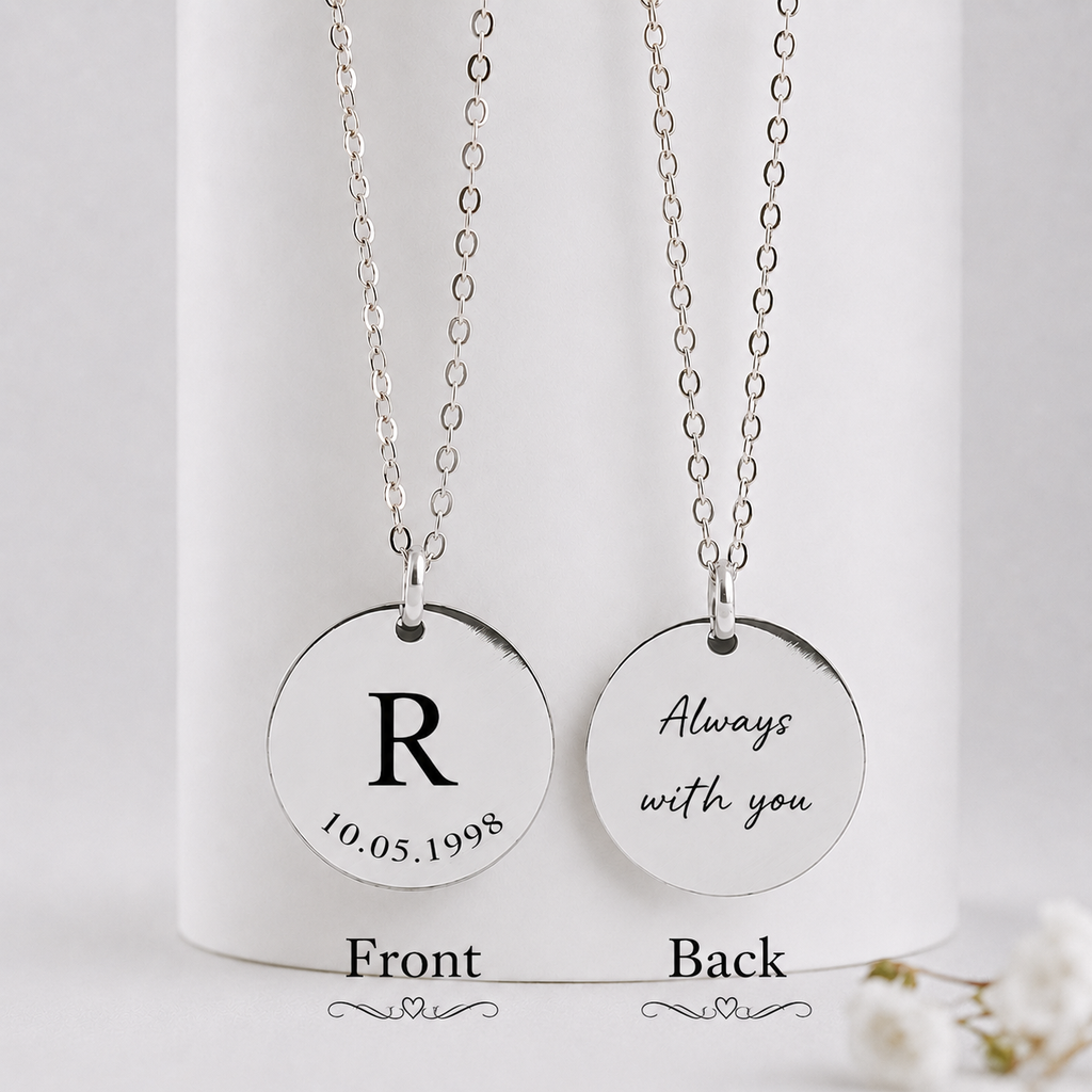 Vylae Initial and Date Engraved Necklace