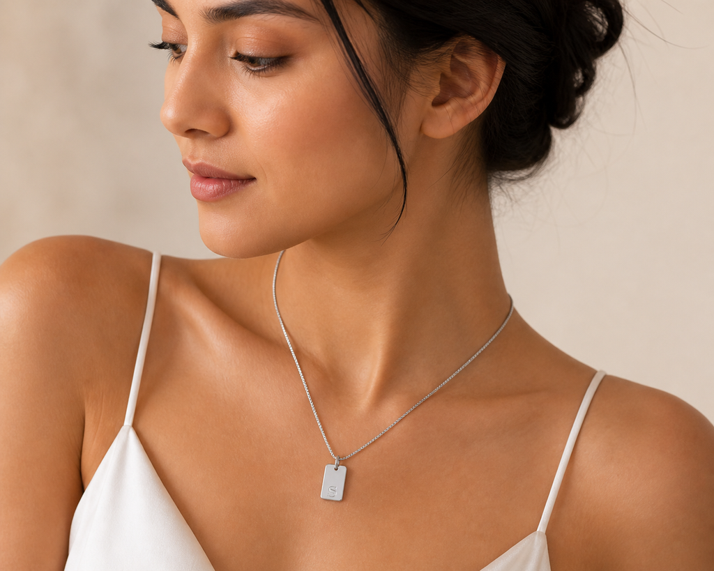 Silver Initial Charm Necklace