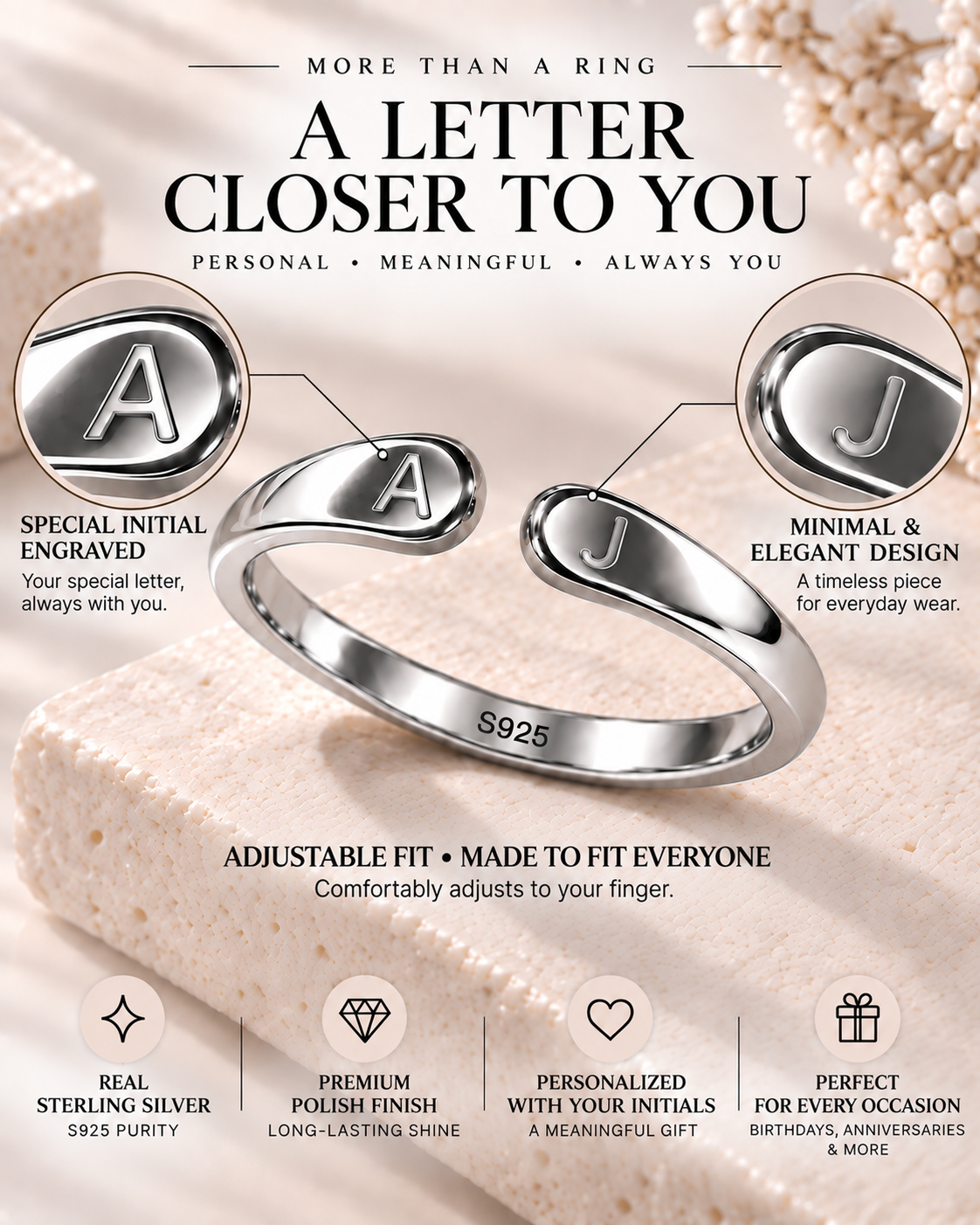 Engraved Adjustable Love Ring