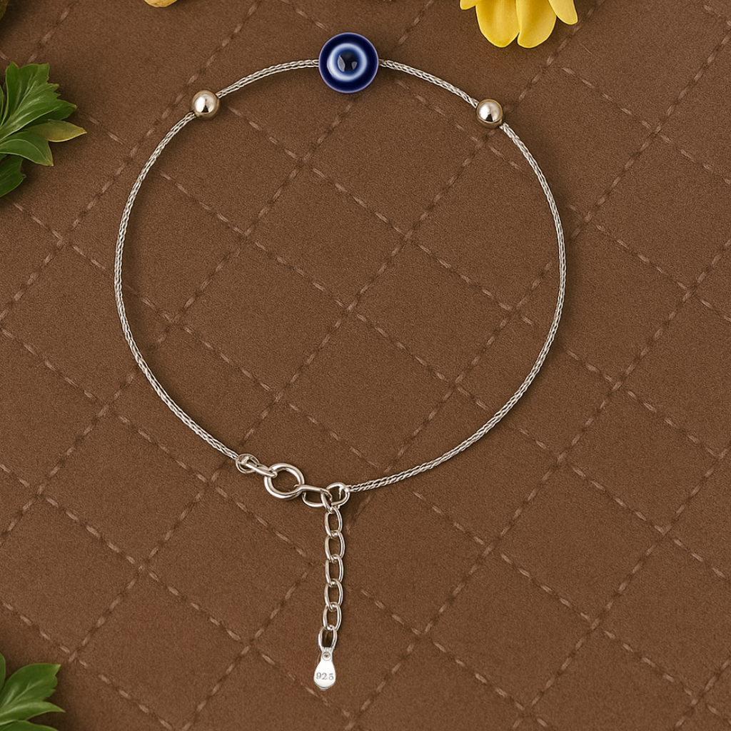 MOVALBLE EVIL EYE 92.5 SILVER ANKLET