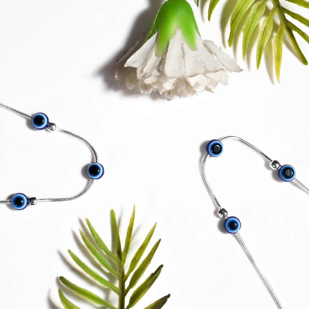 Multi Evil Eye 92.5 Sterling Silver Anklets