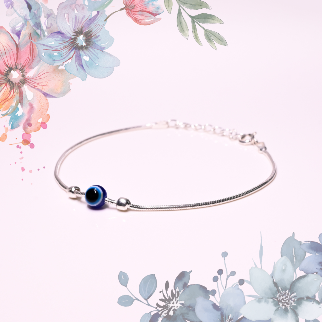 GORGEOUS 92.5 STERLING SILVER EVIL EYE BRACLET