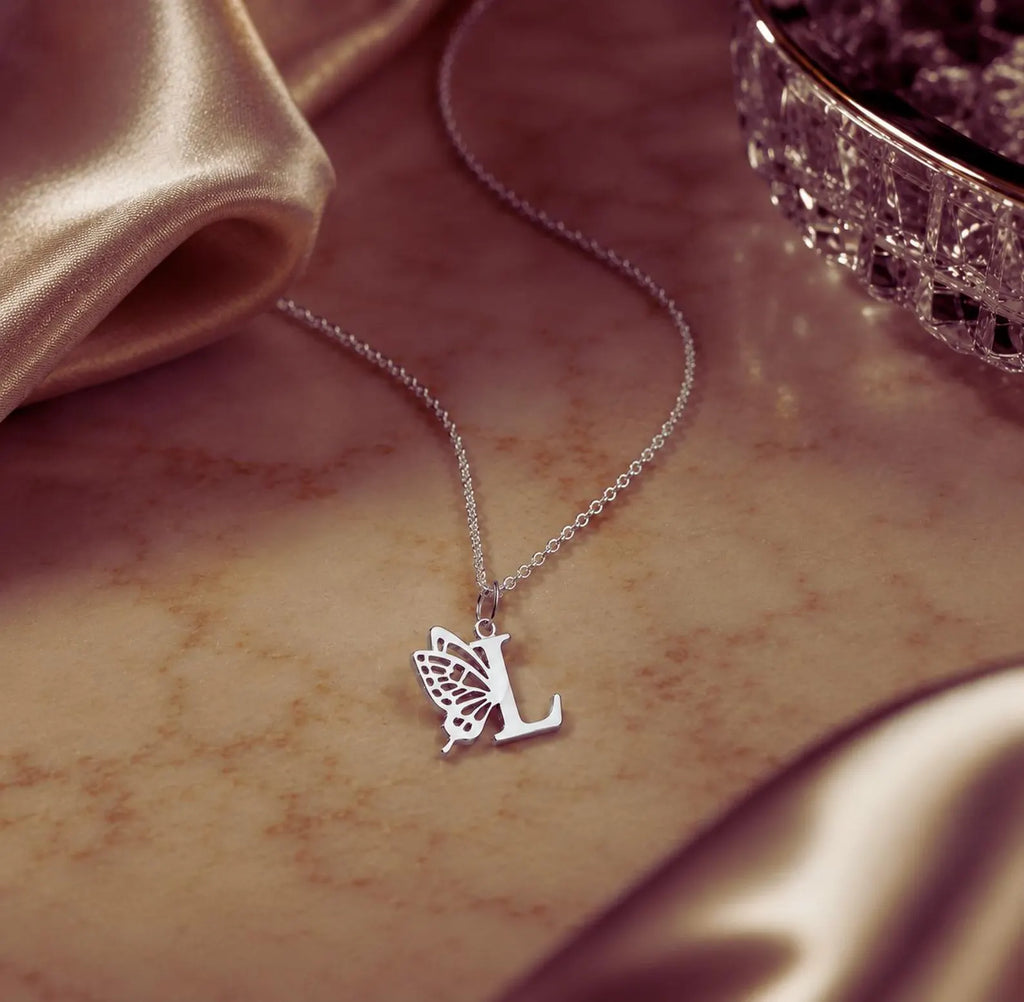 Vylae Butterfly Initial Necklace