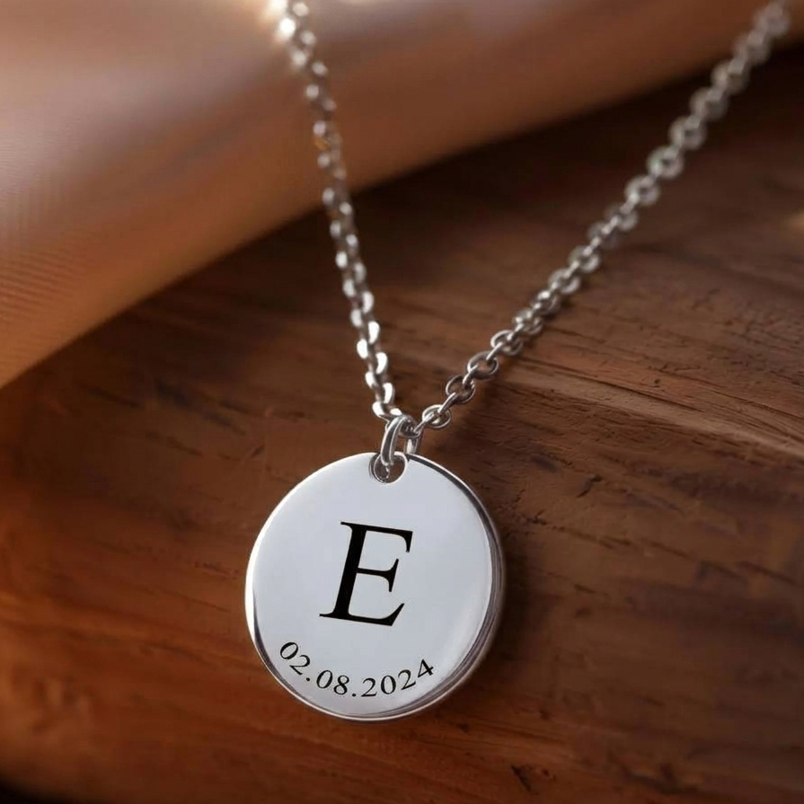 Vylae Initial and Date Engraved Necklace