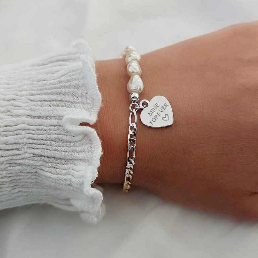 Pearl Beaded Engraved braclet