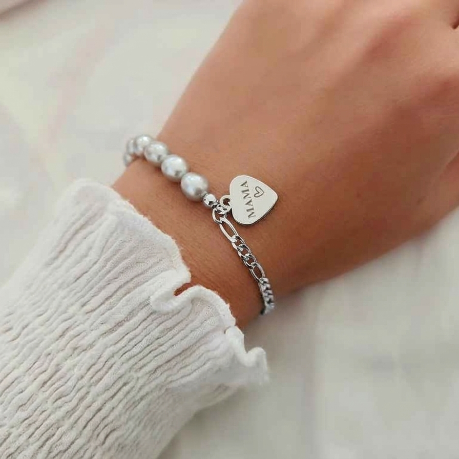Pearl Beaded Engraved braclet
