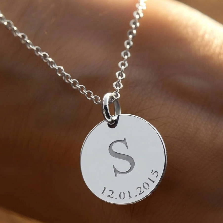 Vylae Initial and Date Engraved Necklace