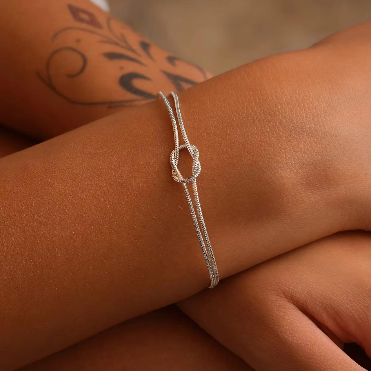 Silver Infinity Love Knot Couple Bracelet
