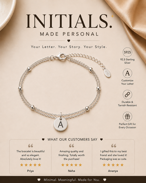 Letter Charm Bead Chain Bracelet