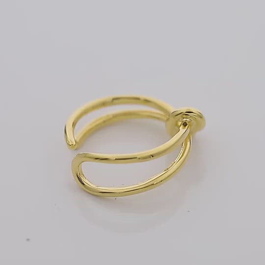 Opening Adjustable Ring 925 Simple Knot Women'S Gold Plated & Silver Rings