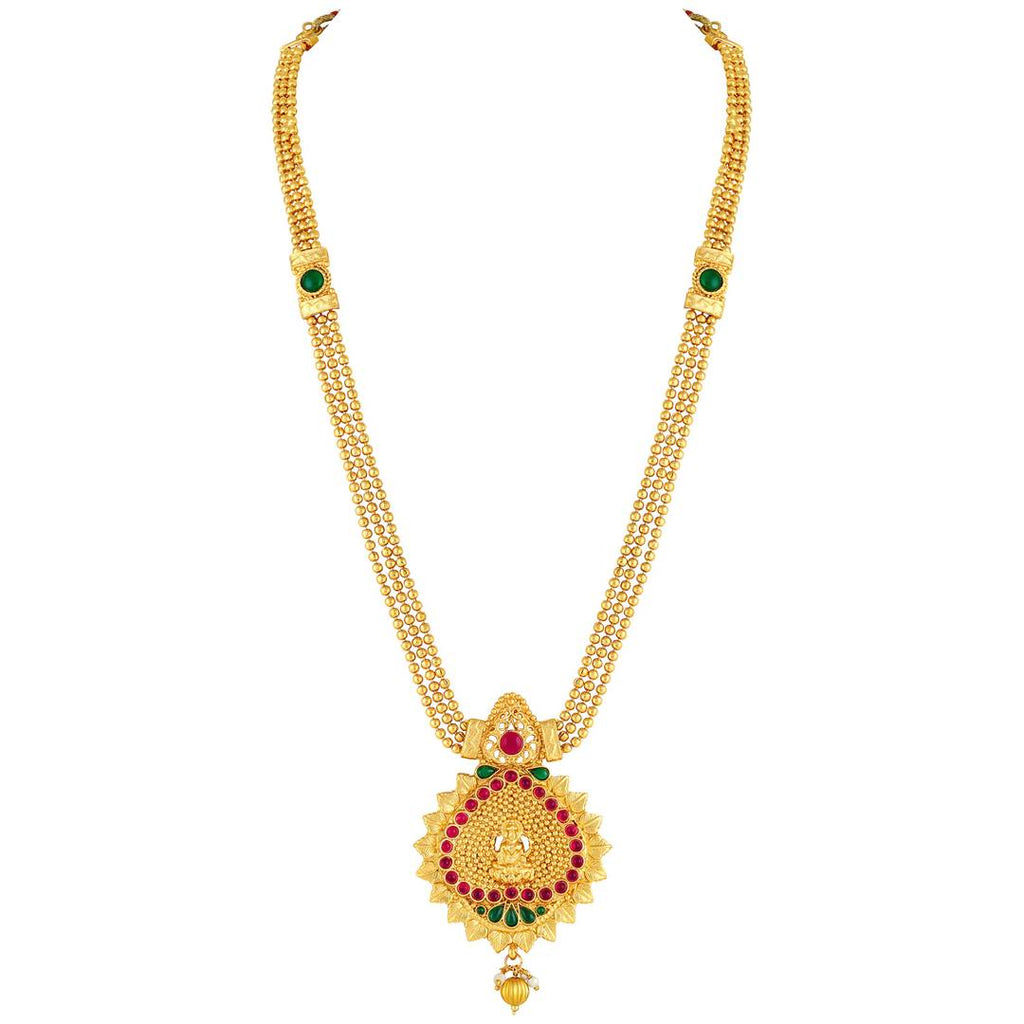 Traditional Laxmi Pendent Gold Plated Opera Style Necklace Set
