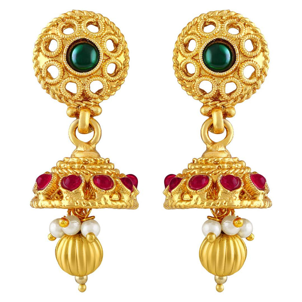 Traditional Laxmi Pendent Gold Plated Opera Style Necklace Set