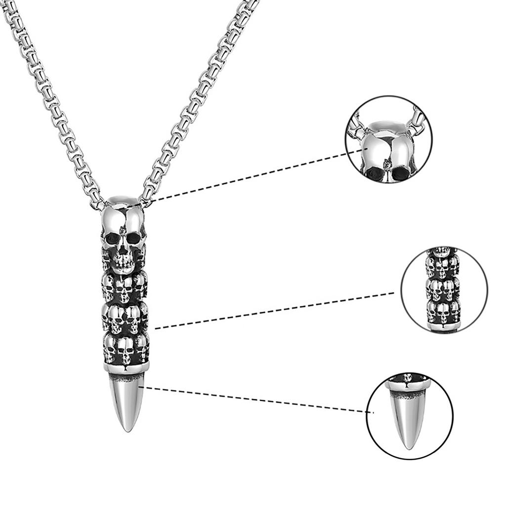 Ghost Head Bullet Skull Chain Pendent Punk Men's Jewelry