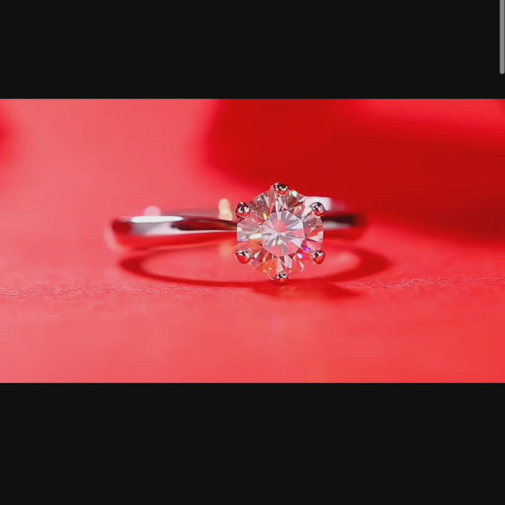 RESIZABLE ELEGANT PURE 92.5 STERLING SILVER PLATINUM PLATED MOSSENITE DIAMOND RING
