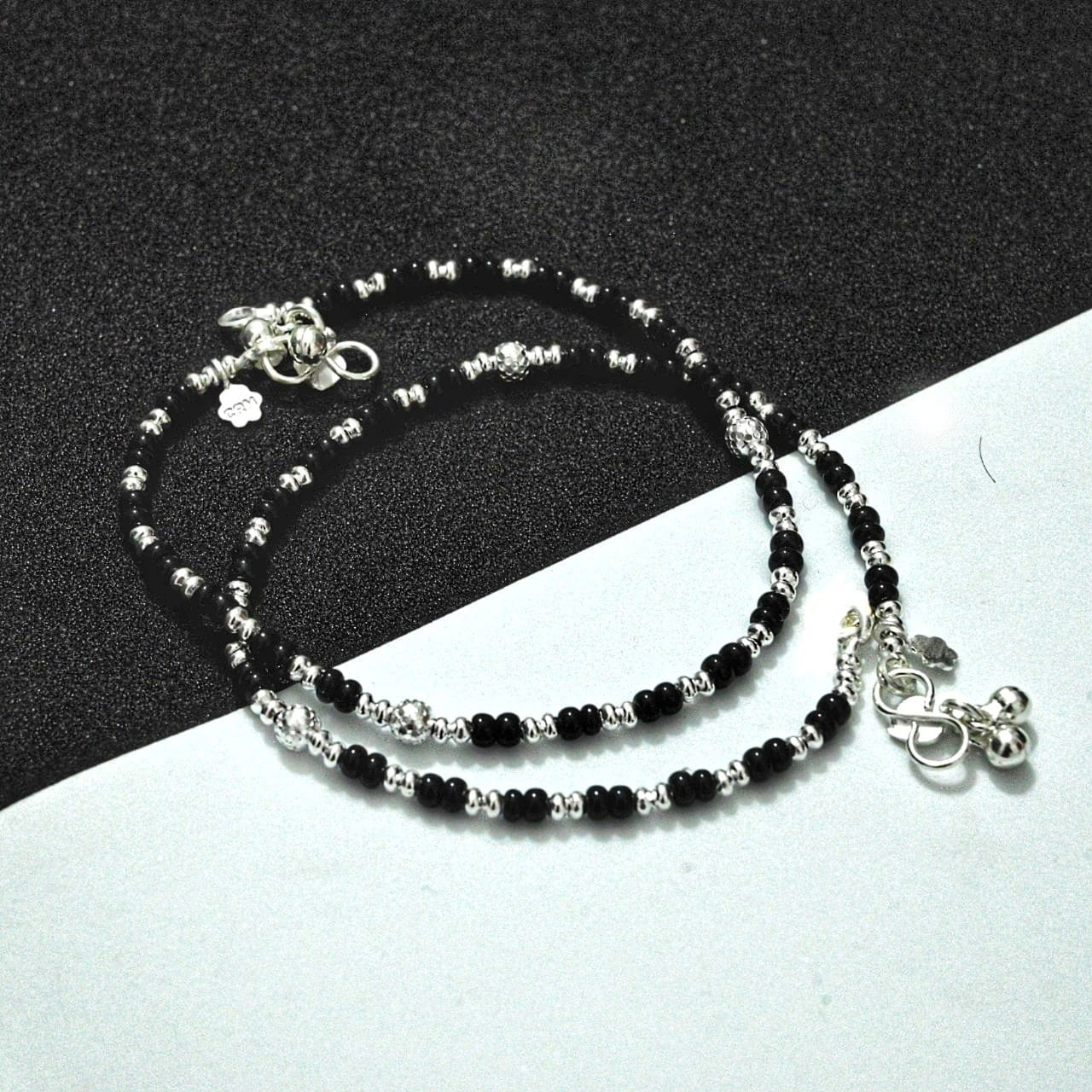 STERLING SILVER BLACK BEADS NAZARIA PAYAL