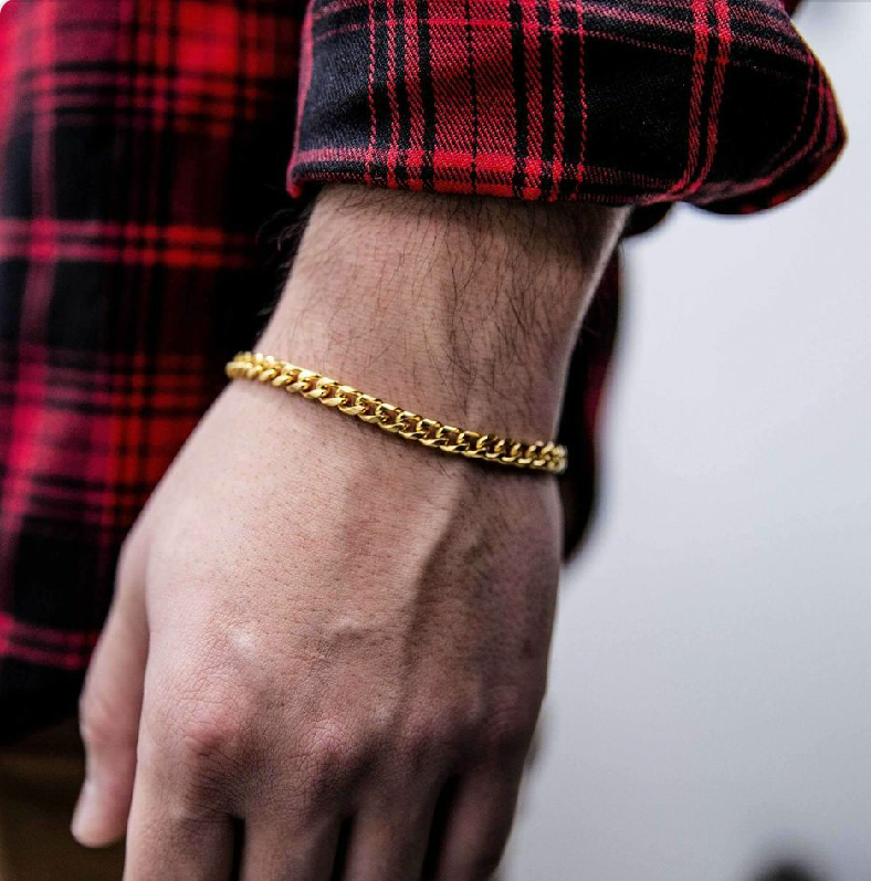 VYLAE REAL 18K MICRO GOLD PLATED CUBAN LINK BRACLET FOR MEN AND WOMEN
