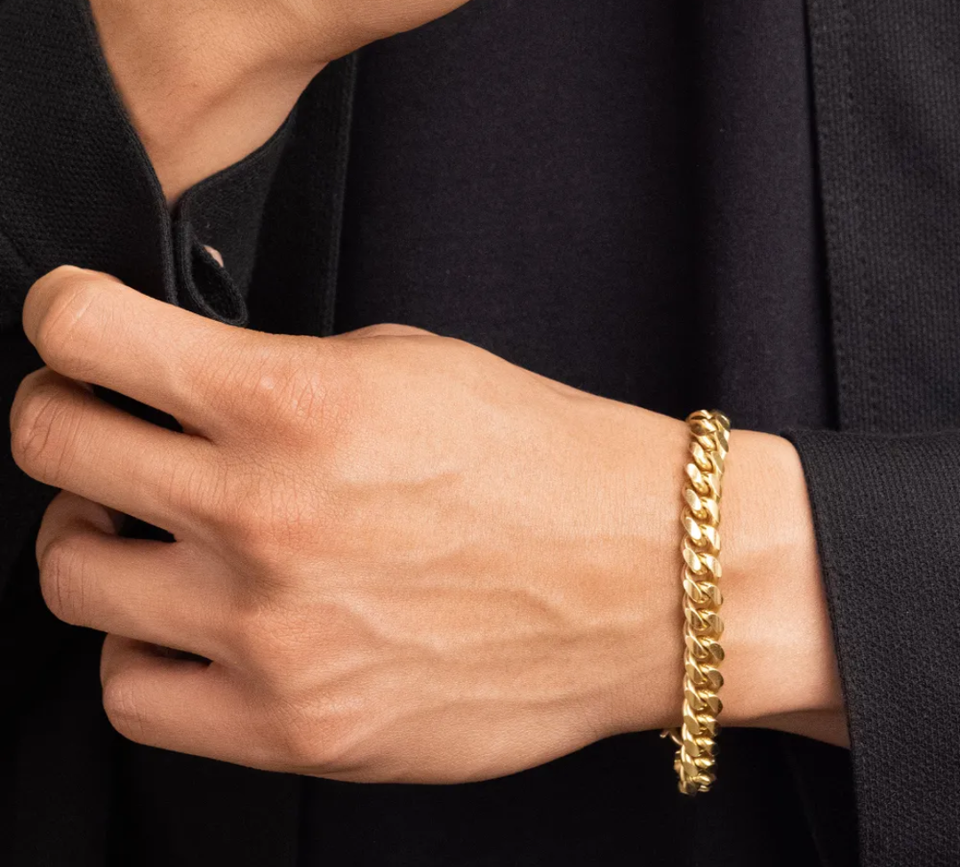VYLAE REAL 18K MICRO GOLD PLATED CUBAN LINK BRACLET FOR MEN AND WOMEN