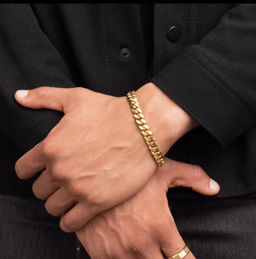 VYLAE REAL 18K MICRO GOLD PLATED CUBAN LINK BRACLET FOR MEN AND WOMEN