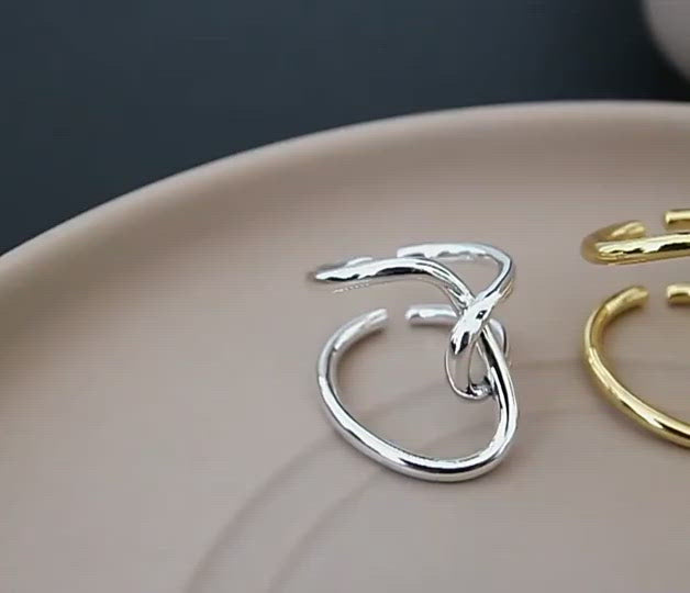 Adjustable Twisted 925 Sterling Silver Open Rings For Women