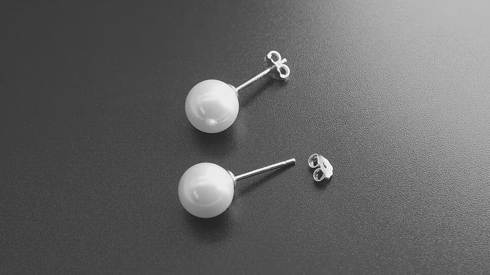 PURE NATURAL FRESH WATER SEA SHELL PEARL STUD EARRINGS