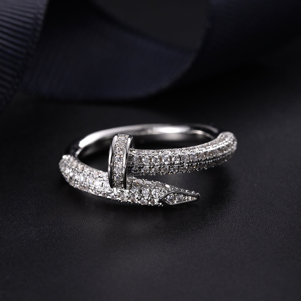 Sterling Silver Cubic Zerconia Nail Ring